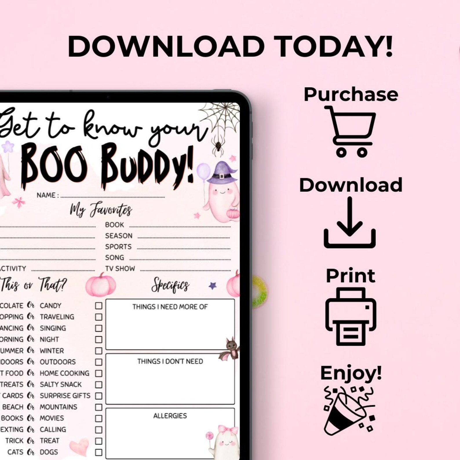 Halloween Boo Buddy Questionnaire, Editable Boo Buddy Canva Template ...