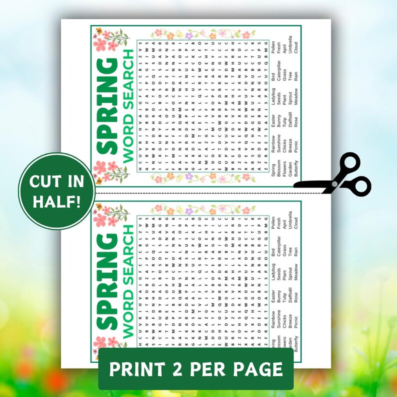 Spring Word Search Game, Printable Spring Games, Spring Party Game ...