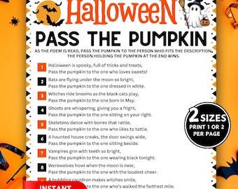 Pass the Pumpkin Game, Printable Halloween Party Activity for Kids ...