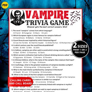 Vampire Trivia Game, Vampire Quiz, Halloween Trivia Game, Spooky Game ...