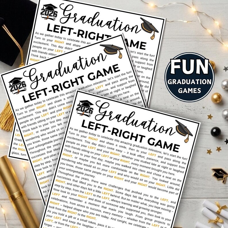 Graduation Left Right Game, Graduation Activity, Grad Party Ice Breaker ...