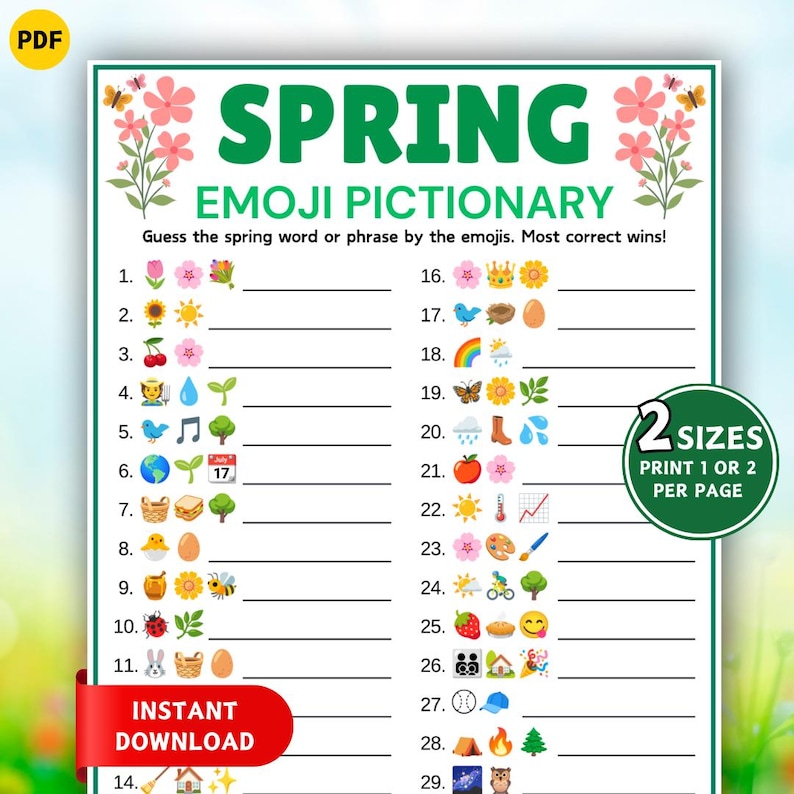 Spring Emoji Riddles Spring Emoji Game, Spring Emoji Pictionary, Spring Trivia Game ...