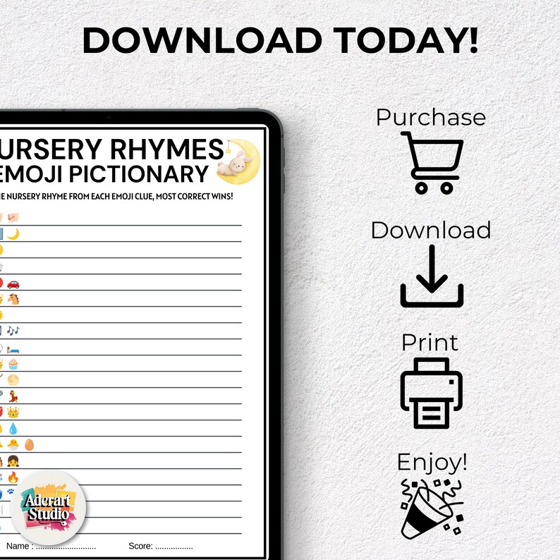 Nursery Rhymes Emoji Game, Printable Baby Shower Games, Baby Emoji ...