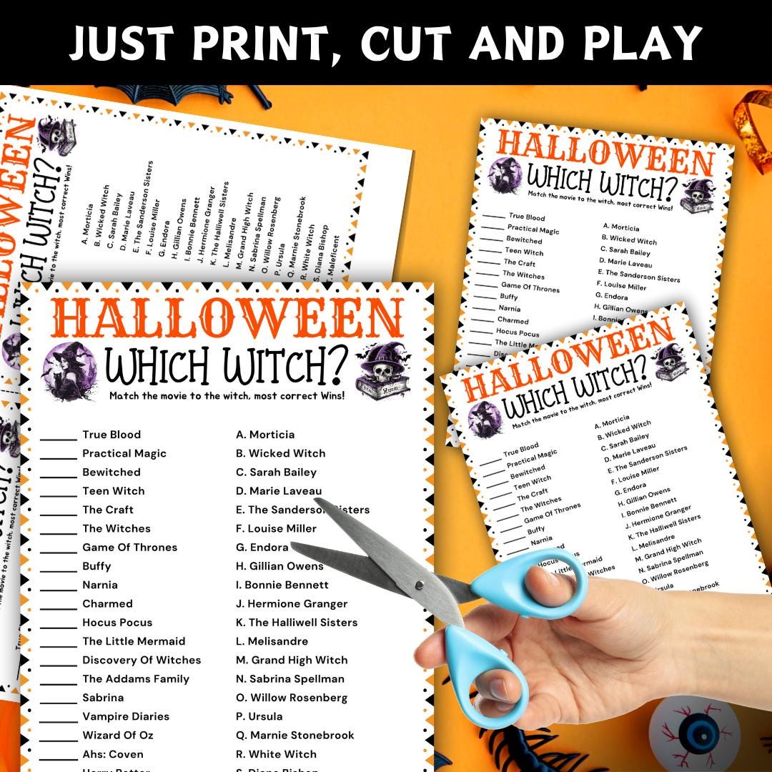 Which Witch Halloween Matching Game, Printable Halloween Party Games ...