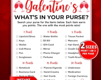 What's In Your Purse Game, Fun Galentine's Day Party Games, What's In Your Bag Game, Questions Party Games, Girl Night Game, Printable Games