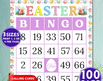 100 Osterbingokarten, Osterpartyspiel, Osterbingospiel, druckbare Osteraktivität für Kinder und Erwachsene, Klassenzimmeraktivität, Osterspiele