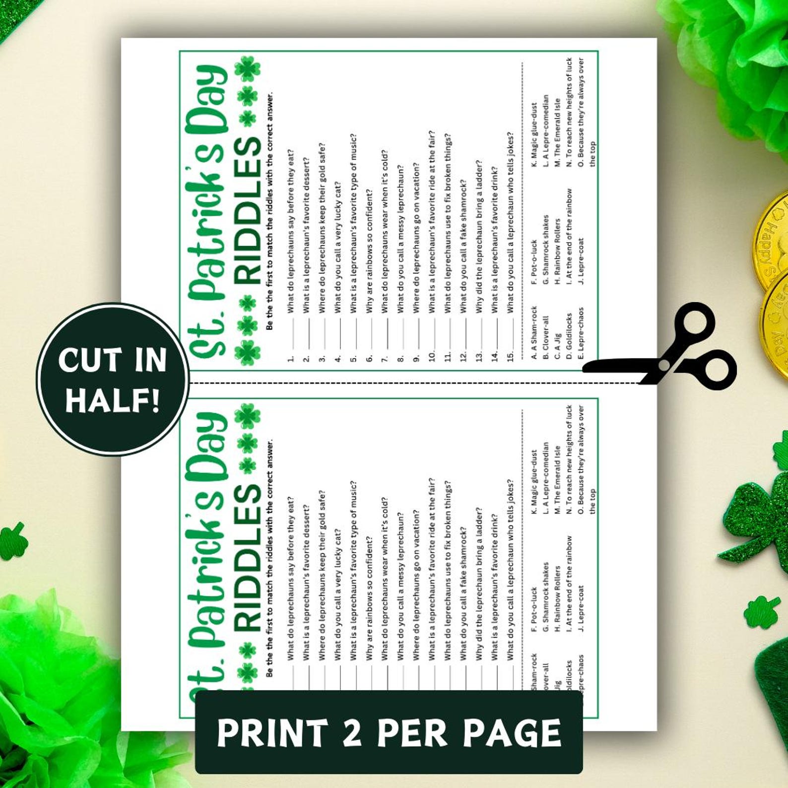 St. Patrick's Riddles Game With Answers, Printable St Patrick's Day ...