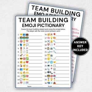 Teambuilding-emojispel, utskrivbara kontorsspel, kontors-emoji-piktionaryspel, teambuildingspel, kollegaspel, arbetsgruppsspel bild 4