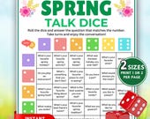 Spring Table Talk Dice, DiceBreaker Roll and Tell Game, Conversation Starter Game, Group Party Game, Spring Games, Get To Know You