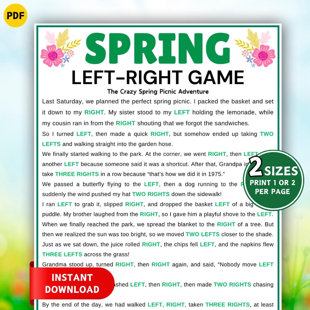 Spring Balance Game Spring Left Right Game, Spring Printable Games for Kids Teens Adults ...
