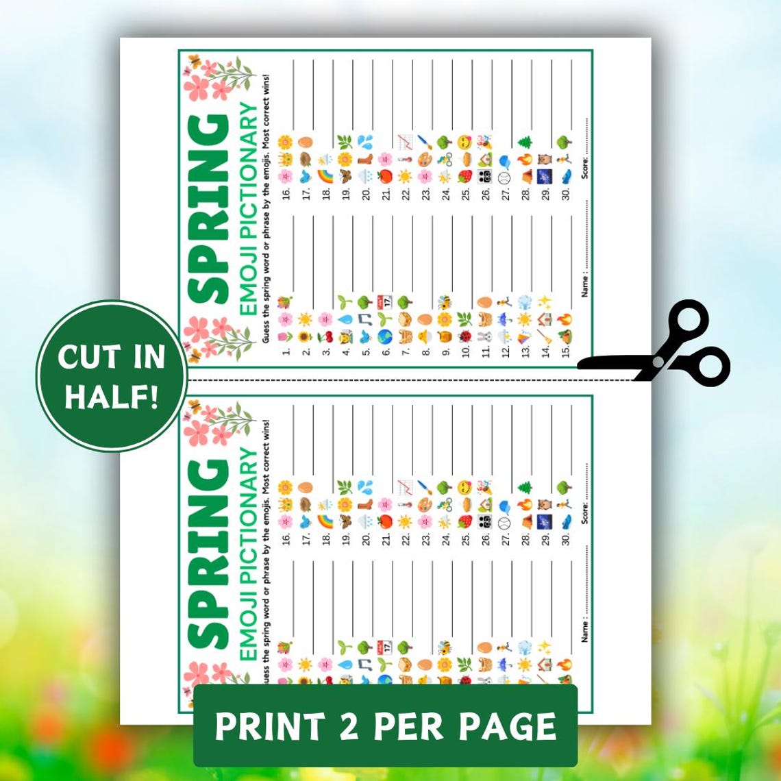 Pictionary Ideas Springtime Spring Emoji Game, Spring Emoji Pictionary, Spring Trivia Game ...