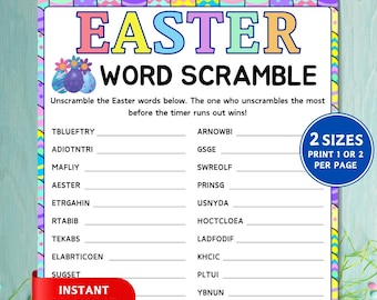 Ostern Wort Buchstaben-Rätsel, druckbares Osterspiel, lustiges Aktivitäts-Wortspiel für Kinder & Erwachsene, Oster-Partyspiele, Wortpuzzle, Klassenzimmerspiel