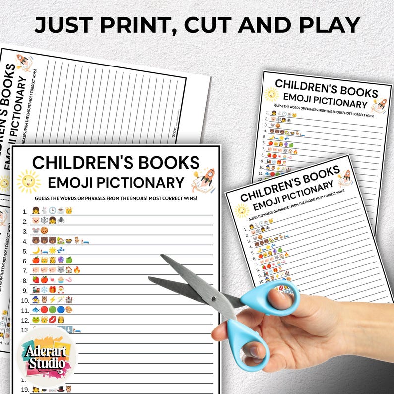 Children's Books Emoji Pictionary Game, Printable Baby Shower Games ...