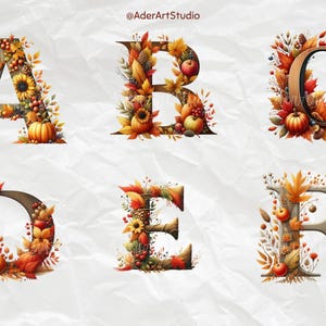 Watercolor Tropical alphabet Autumn