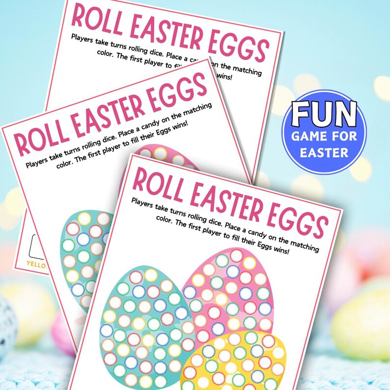 Roll an Easter Egg Game, Easter Egg Roll, Easter Printable Game, Roll A ...
