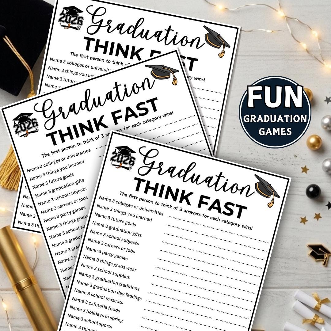 Graduation Think Fast Game! Printable Graduation Games, Think Quick ...