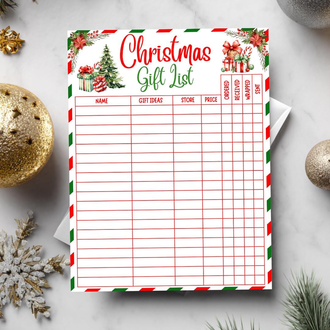 Printable Christmas Shopping List for Kids, Christmas Gift List ...