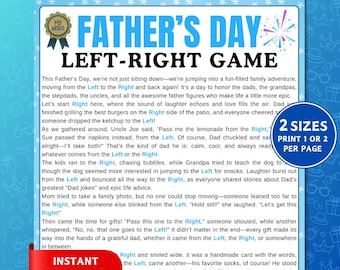 Left Right Father's Day Game, Pass the Prize Gift Exchange Game, Printable Party Game, Family Night Activity, Fathers day Party Idea Games