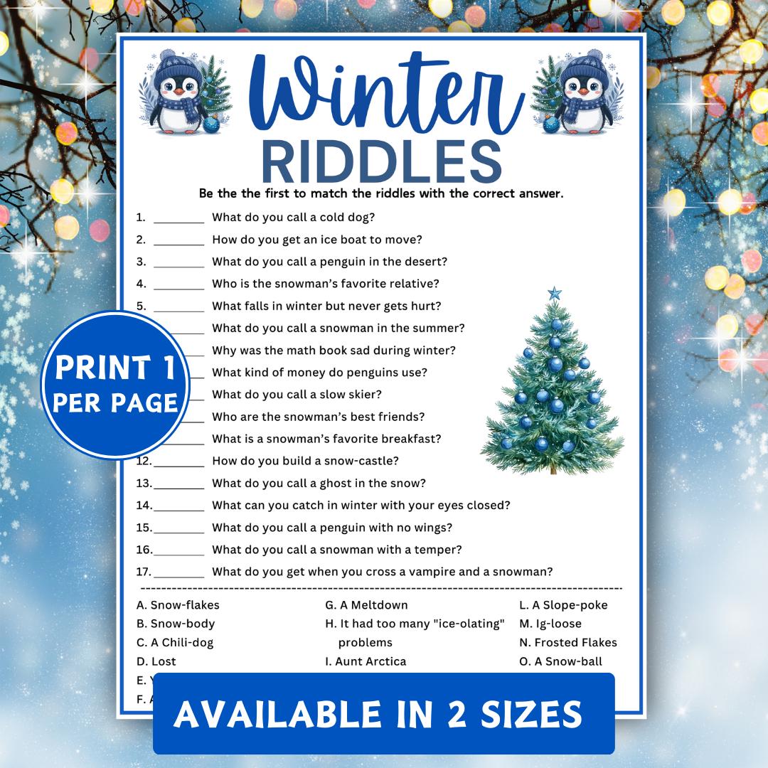 Winter Riddles Hard Winter Riddles Game, Holiday Riddle Game, Riddle Me This, Fun Winter ...