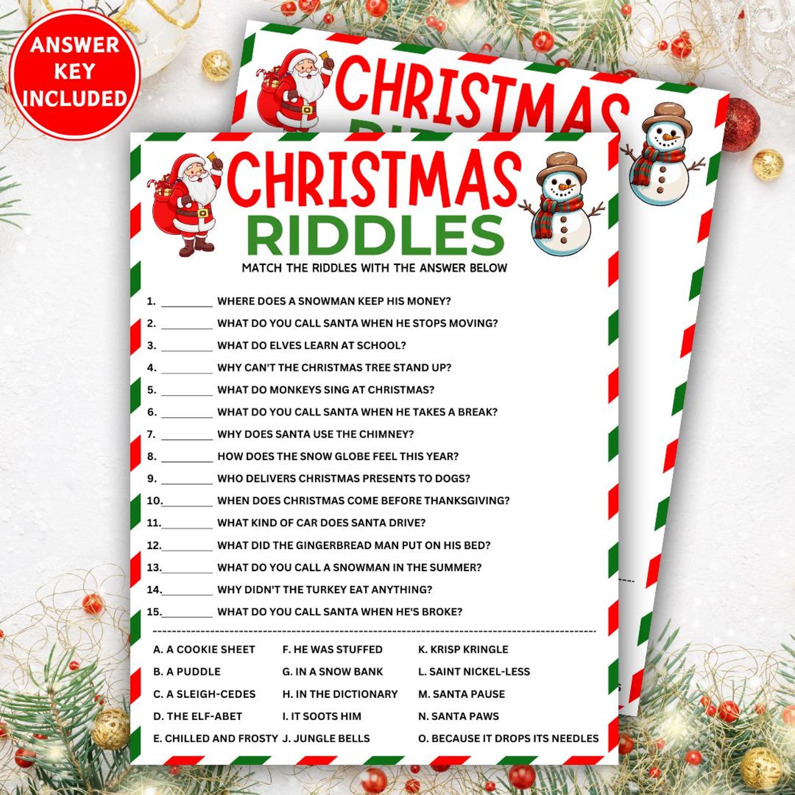 Christmas Riddles Game, Printable Christmas Games, Kids Christmas ...