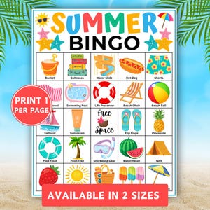 Summer Bingo, 30 Printable Summer Bingo Cards, Summer Activity, Beach Bingo Game, Summer Party Game, Vacation Games, Kids Summertime Games image 2