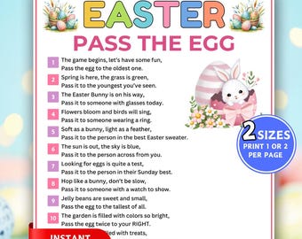 Pass das Ei-Spiel, lustiges druckbares Osterspiel für Kinder, Pass den Preis, Geschenk-Börsen-Spiel, Pass das Geschenk-Gedicht, Klassenzimmer-Osteraktivität