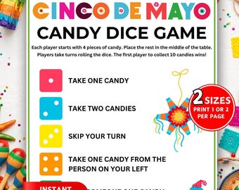 Süßigkeiten Würfelspiel, Cinco de Mayo Spiele, Fiesta Würfelspiel, Mexikanische Fiesta Spiel, Gruppenspiel, Fiesta Partyspiel, Geschenkbörse