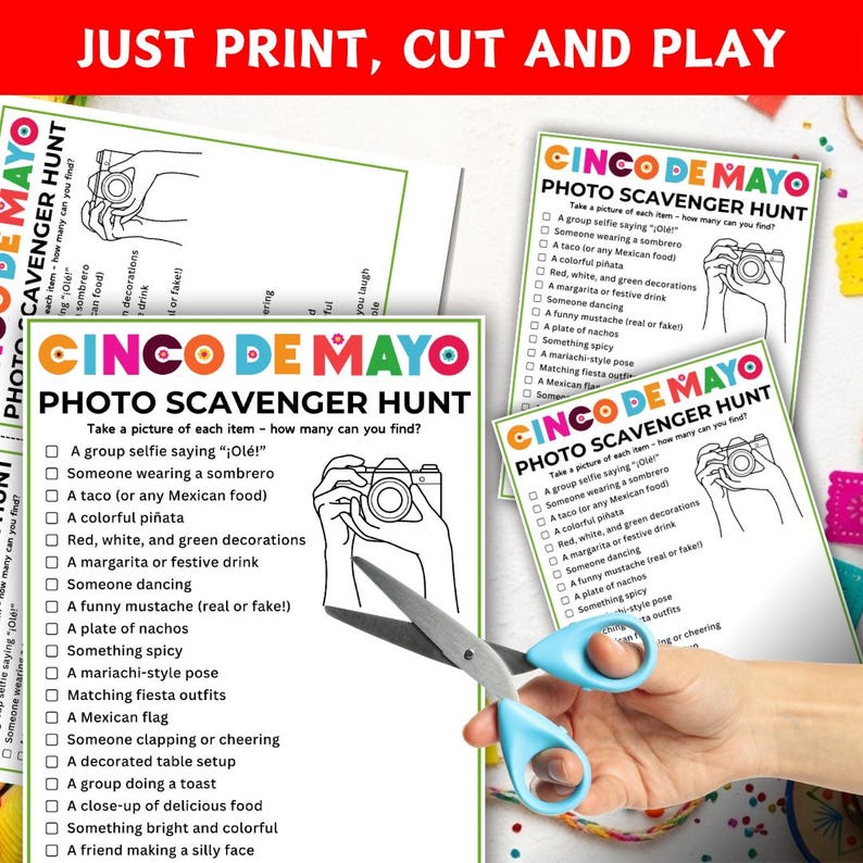 Photo Scavenger Hunt Game, Printable Cinco De Mayo Game, Fun Fiesta ...