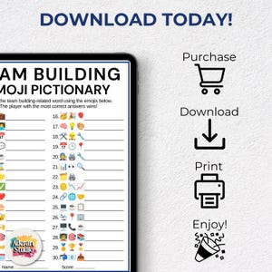 Teambuilding-emojispel, utskrivbara kontorsspel, kontors-emoji-piktionaryspel, teambuildingspel, kollegaspel, arbetsgruppsspel bild 9