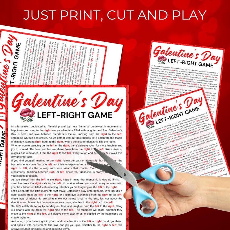 Left Right Galentine's Day Game, Pass the Prize Gift Exchange Game, Printable Party Game, Ladies Night Activity, Galentines Party Idea Games image 6