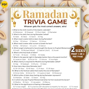 Ramadan Trivia Game, Ramadan Quiz, Eid Party Games, Ramadan Party Games, Islam Religion Activity, Printable Ramadan Activity for Kids Adults
