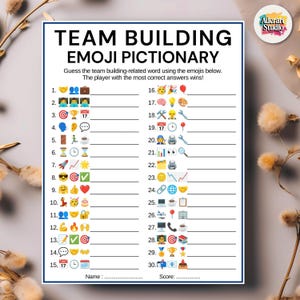Teambuilding-emojispel, utskrivbara kontorsspel, kontors-emoji-piktionaryspel, teambuildingspel, kollegaspel, arbetsgruppsspel bild 7