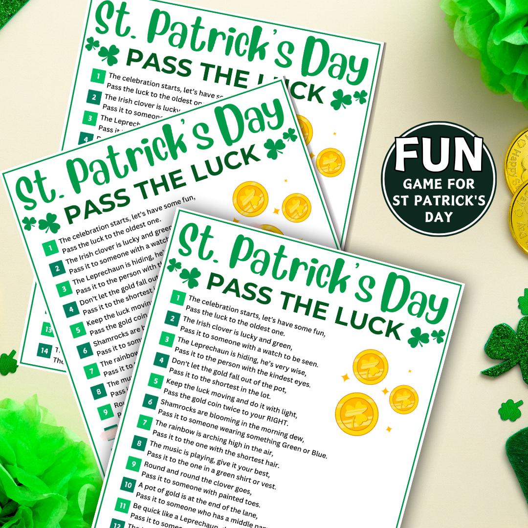 Pass the Luck Game, Fun Printable St Patrick's Day Game for Kids Adults ...