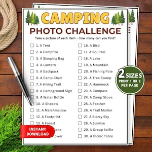 Jogo de Desafio Fotográfico de Acampamento, Jogos de Acampamento para Imprimir, Caça ao Tesouro de Verão, Jogo para Festa no Acampamento, Jogo de Fotografia, Atividades de Acampamento para Crianças