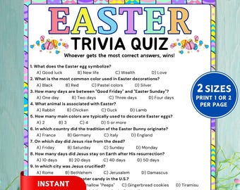 Easter Trivia Game, Easter Trivia Quiz, Easter Party Games, Printable Easter Activity for Kids & Adults, Classroom Activity, Think Fast Game