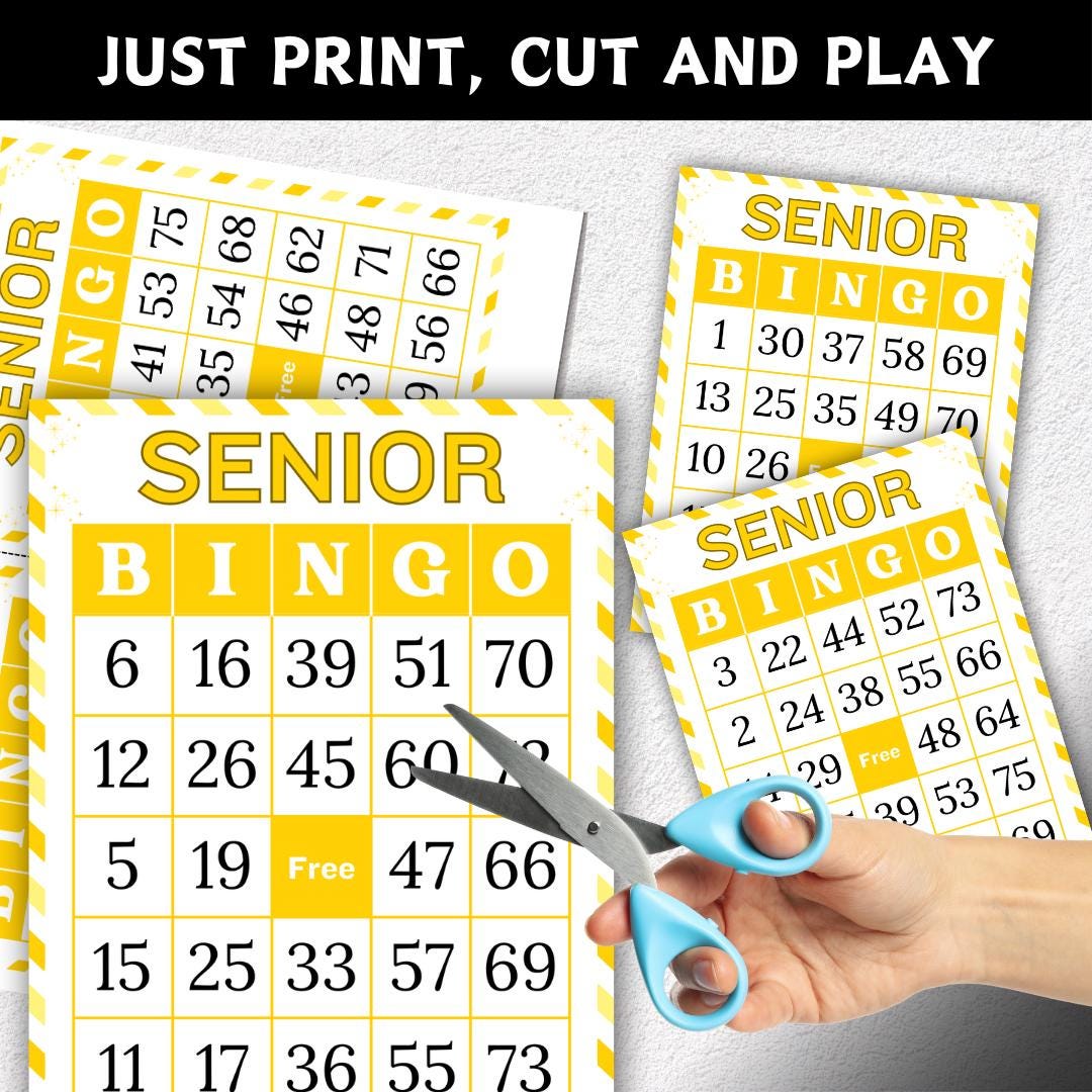 100 Senior Bingo Cards, Printable Activity for Seniors, Bingo Game for ...