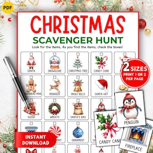 クリスマスの宝探しゲーム、室内宝探しゲーム、子供向けの印刷可能なクリスマスゲーム、クリスマスハントゲーム、ホリデーパーティーゲーム、教室アクティビティ