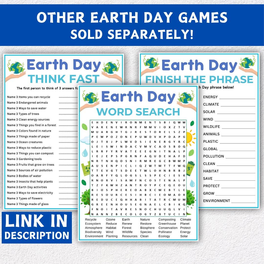 Earth Day Word Scramble Game, Printable Earth Day Games, Activity Word ...