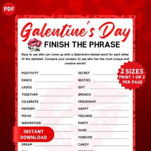 Galentine&#39;s Day Finish the Phrase, Finish the Phrase, Fun Galentines Games, Galentines Party Games, Printable Trivia Game, Ladies Night Game