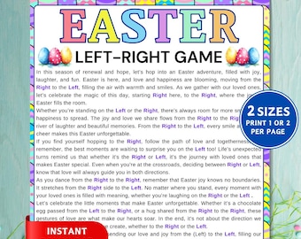Links Rechts-Ostern-Spiel, Pass das Preis-Geschenk-Tausch-Spiel, Druckbare Partyspiel, Oster-Party-Idee-Spiele, Oster-Story-Spiel für die Familie