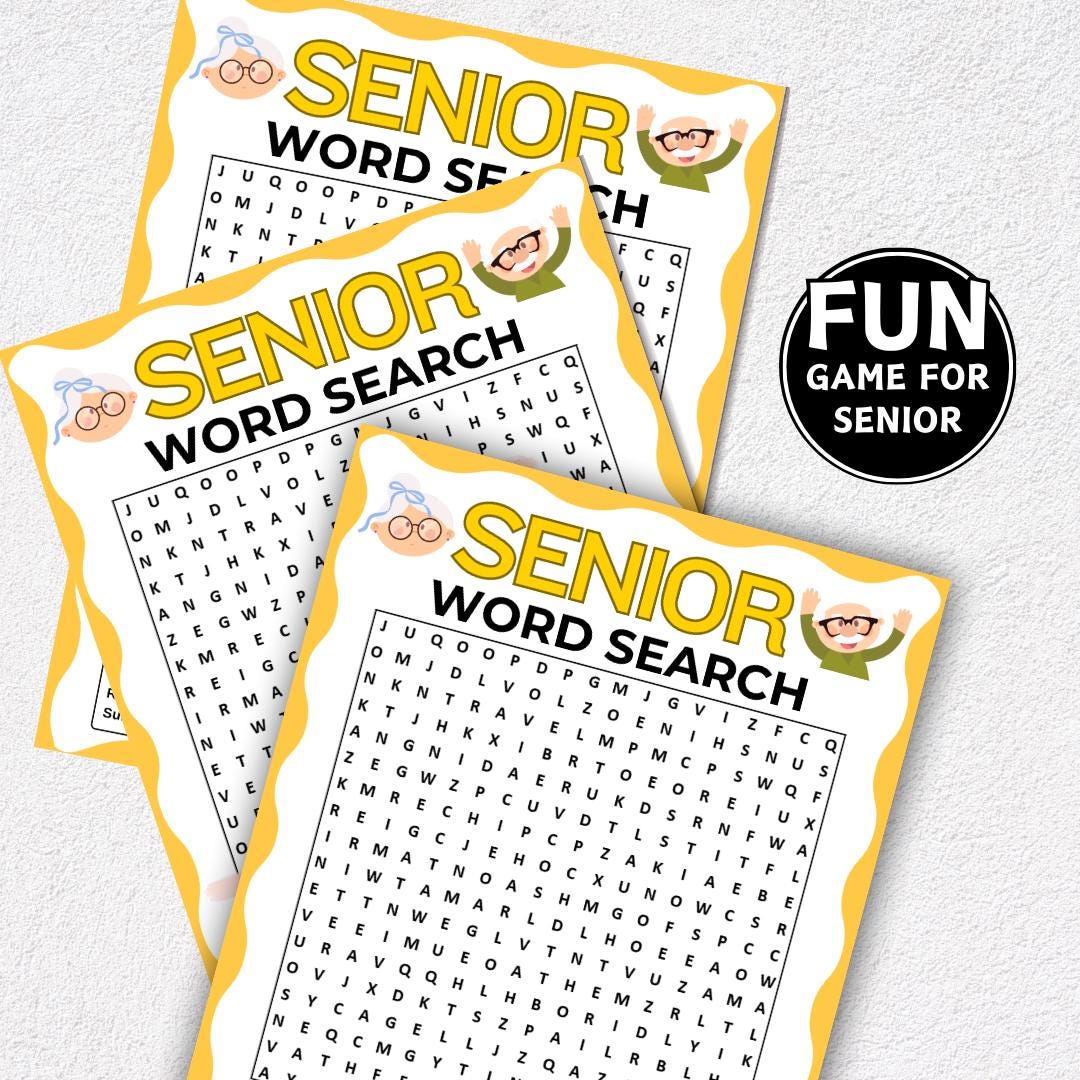 Printable Word Search Game, Games for Senior Citizens, Fun Elderly ...