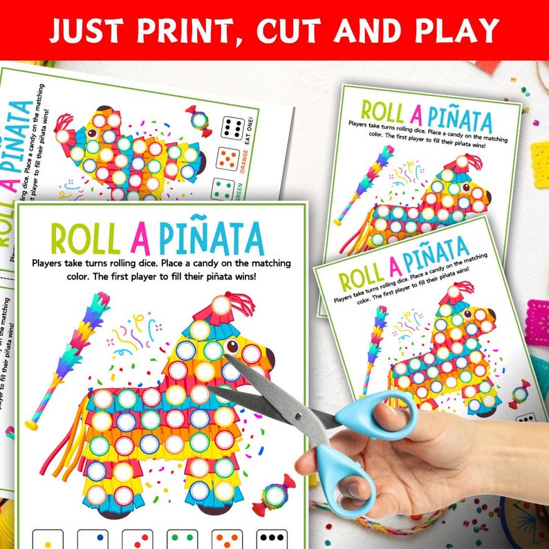 Fiesta Roll A Piñata Game, Printable Cinco De Mayo Games, Mexican ...