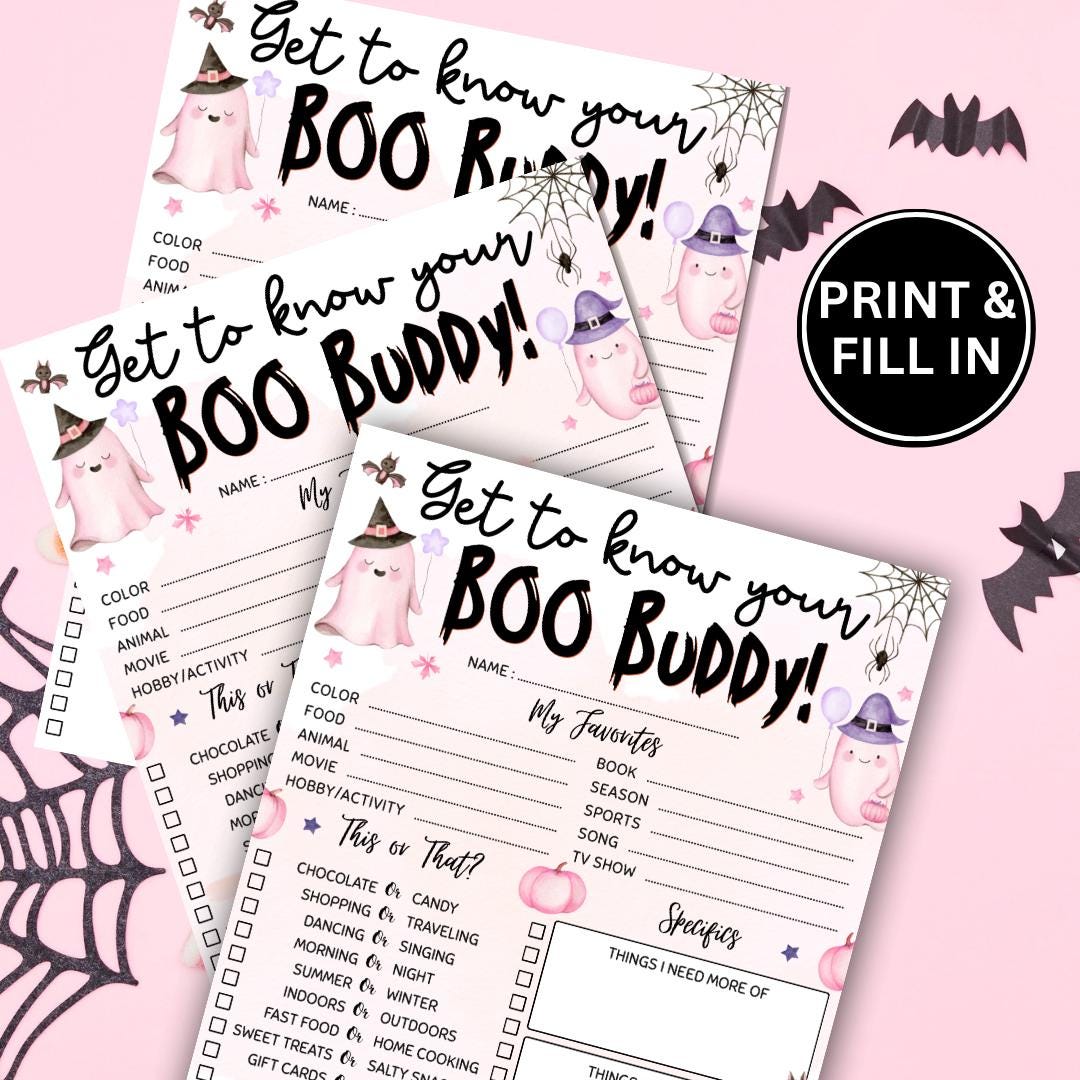 Halloween Boo Buddy Questionnaire, Editable Boo Buddy Canva Template ...