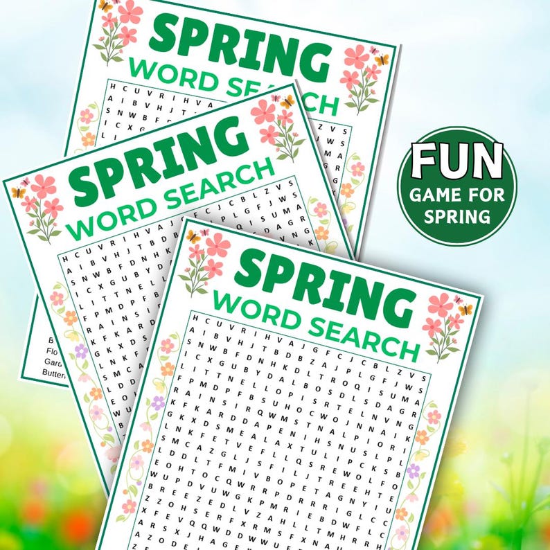 Spring Word Search Game, Printable Spring Games, Spring Party Game ...