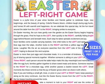 Ostern Links rechts Spiel, Ostern druckbare Spiele für Kinder Teenager Erwachsene, Pass das Preis Geschenk Austausch Spiel, Osterparty Idee Spiele, Gruppenspiel