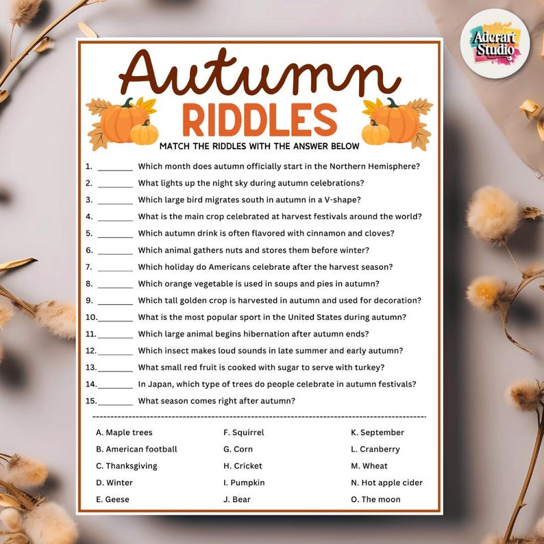 Autumn Riddles Game, Fall Riddle Me This Game, Printable Autumn Games ...