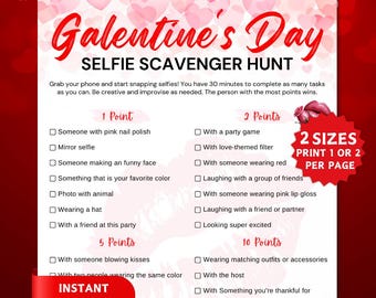 Galentine's Day Photo Scavenger Hunt Game, Selfie Scavenger Hunt, Fun Galentines Day Party Games, Photo Challenge, Printable Girl Night game