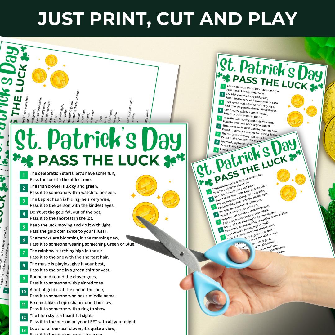 Pass the Luck Game, Fun Printable St Patrick's Day Game for Kids Adults ...