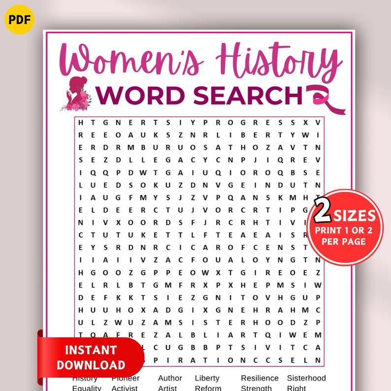 Women’s History Word Search Game, Printable Womens Day Games, Women’s ...