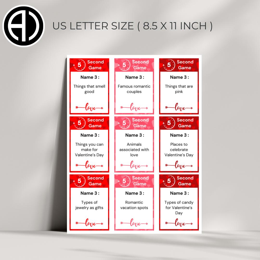 Valentine's Day 5 Second Game, Valentines Party Game, Printable ...